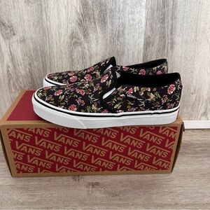Vans Asher Dark Floral Slip-On Shoes Sneakers Womens 7 Skate Cute Spring New